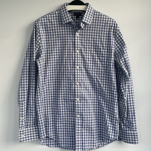 J. Crew Flex Thompson Flex Wrinkle Free Blue and White Shirt Large - Picture 10 of 17